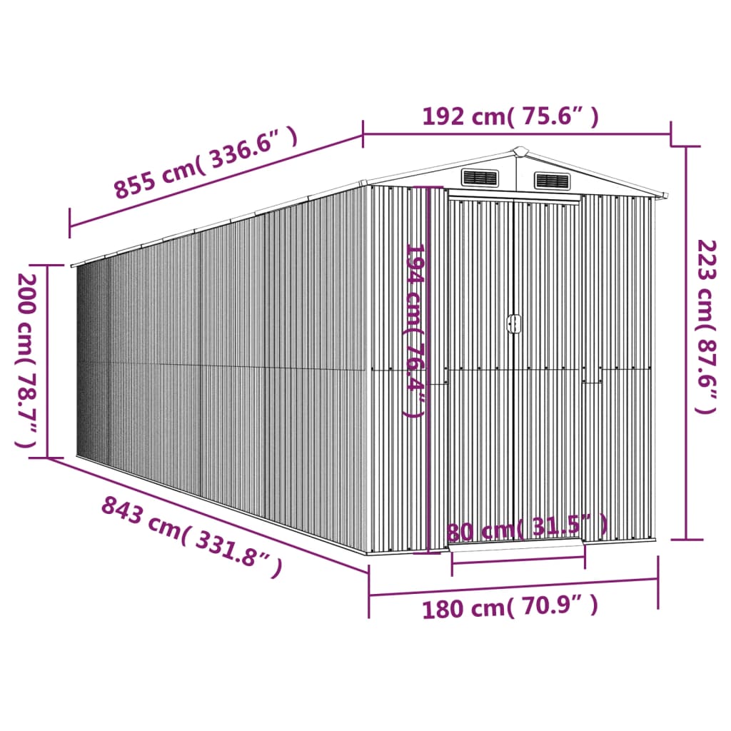 Capanno Giardino Marrone Chiaro 192x855x223 cm Acciaio Zincato