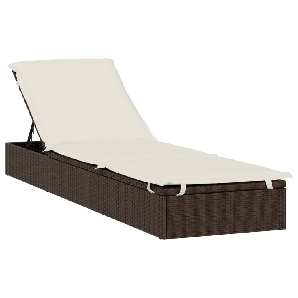 Lettino con Tetto Rotondo Marrone 211x57x140 cm Polyrattan