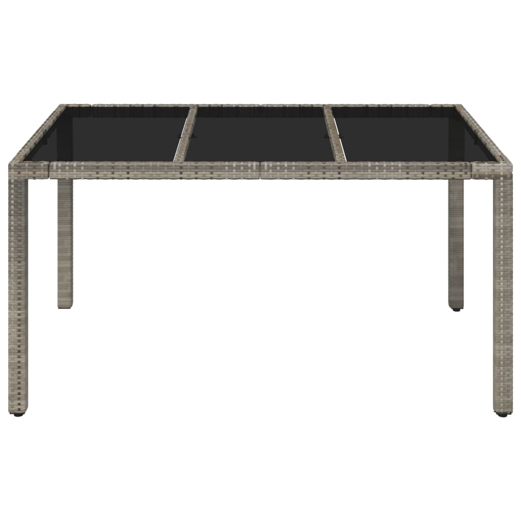 Tavolo da Giardino Piano in Vetro Grigio 150x90x75cm Polyrattan