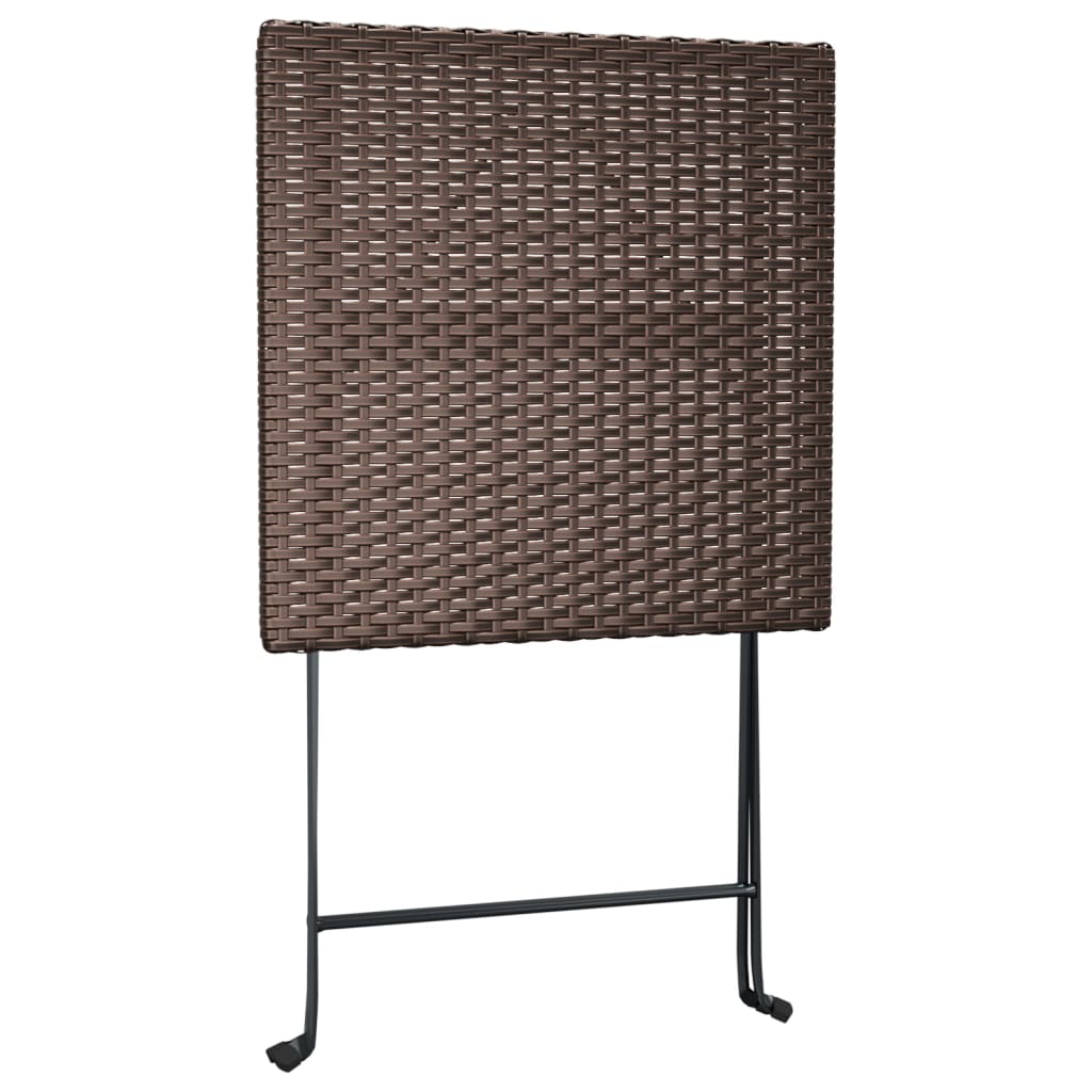 Tavolo Pieghevole da Bistrò Marrone 55x54x71 cm Polyrattan