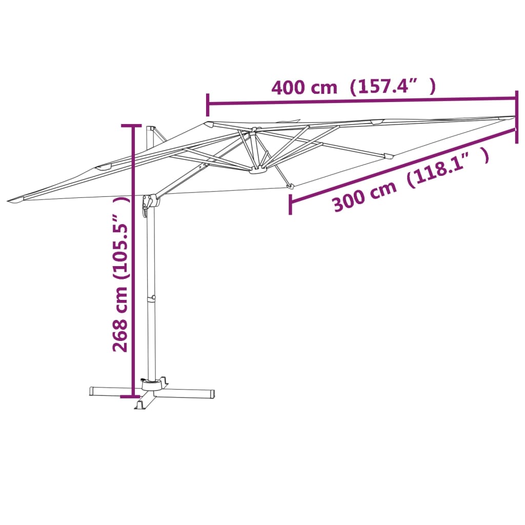 Ombrellone a Sbalzo con Palo in Alluminio 400x300 cm Antracite