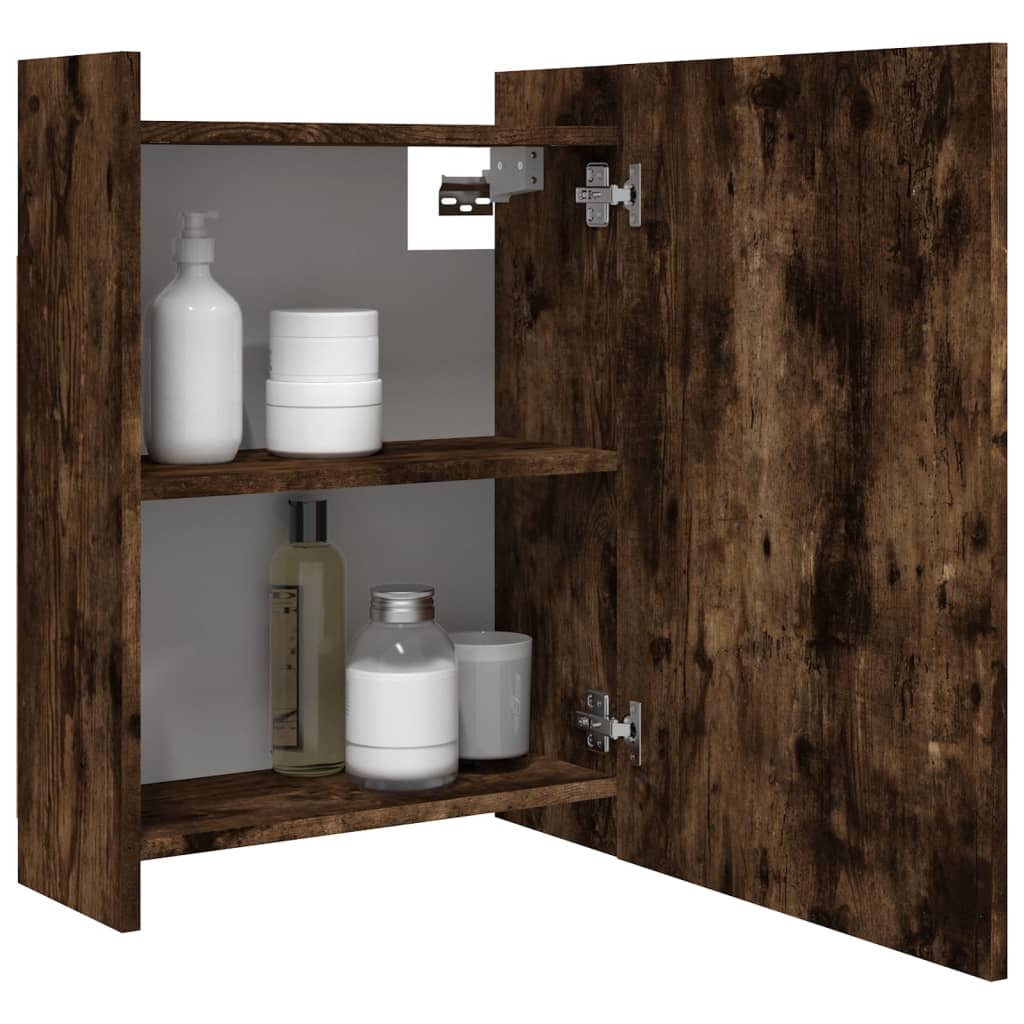 Mobile da Bagno con Specchio Rovere Fumo 62,5x20,5x64 cm Legno