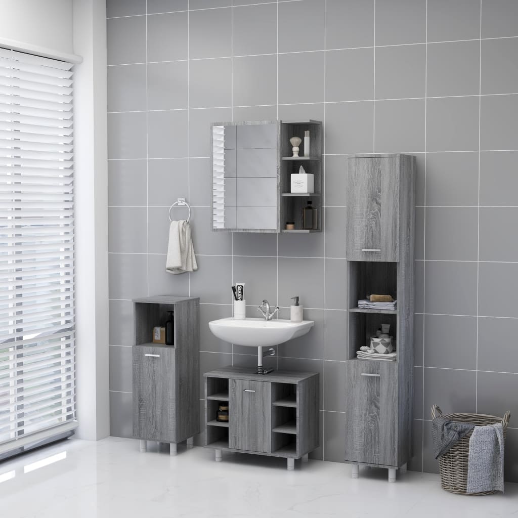 Mobile da Bagno a Specchio Grigio Sonoma 62,5x20,5x64 cm Legno