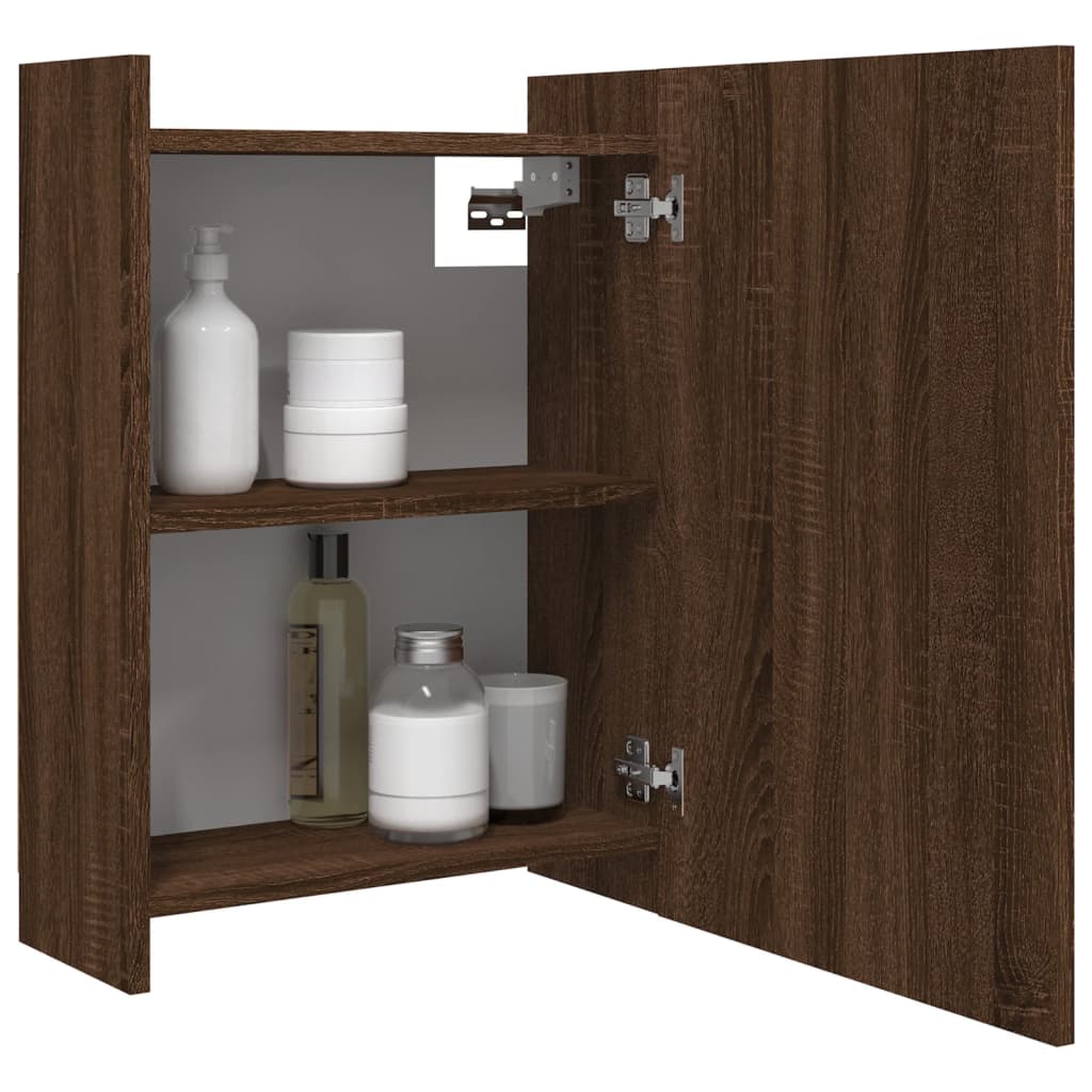 Mobile Bagno con Specchio Rovere Marrone 62,5x20,5x64 cm Legno