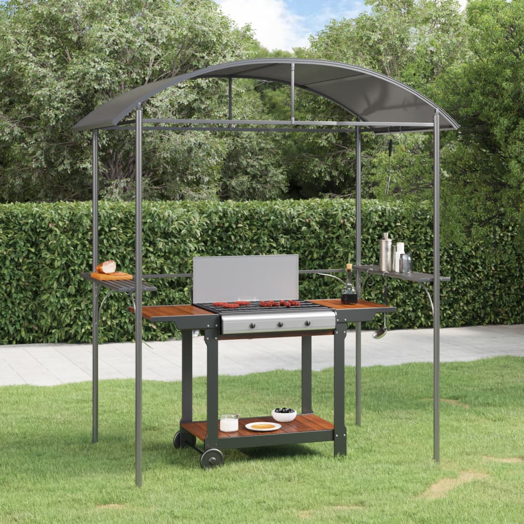 Gazebo Barbecue Ripiani Laterali Antracite 220x115x230 Acciaio