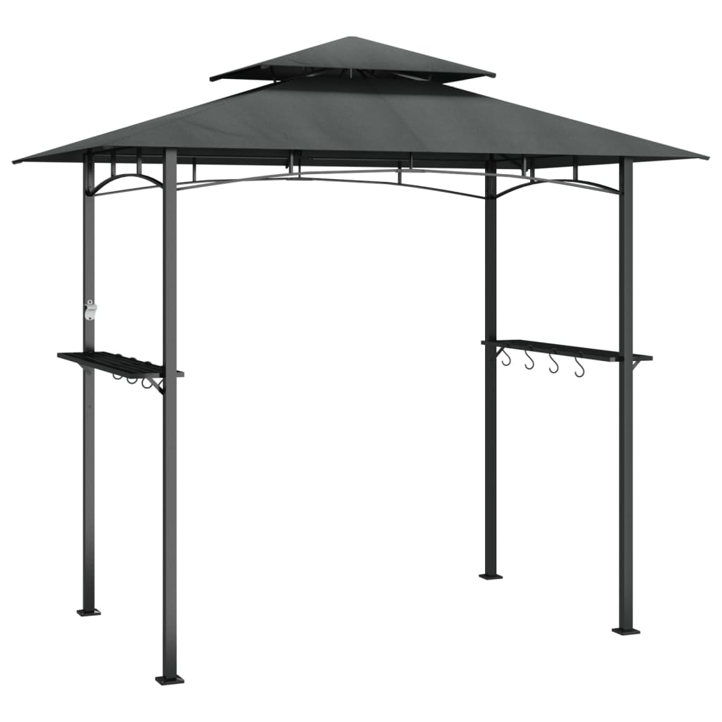 Gazebo Barbecue Ripiani Laterali Antracite 240x150x243 Acciaio