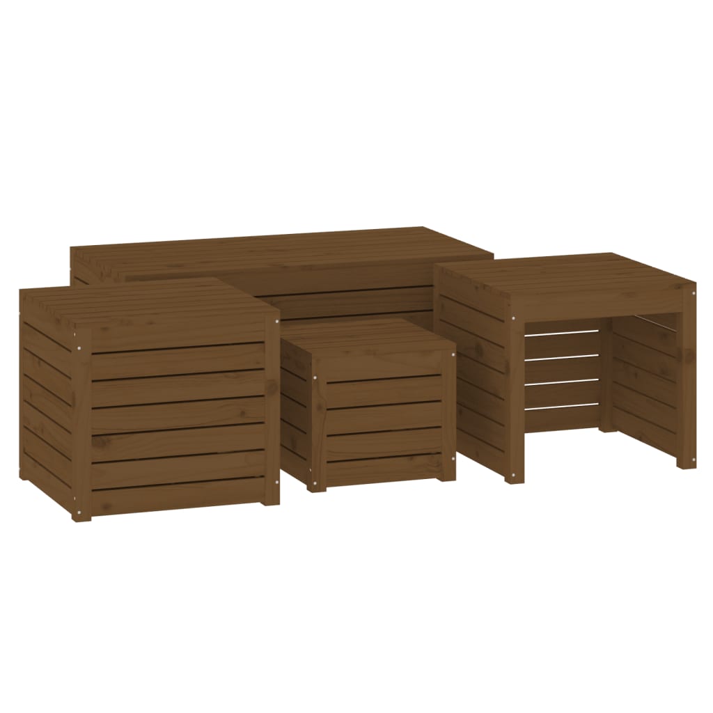 Set Cassette da Giardino 4 pz ambra in Legno Massello di Pino