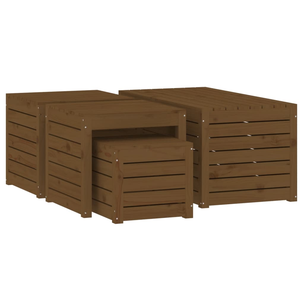 Set Cassette da Giardino 4 pz ambra in Legno Massello di Pino
