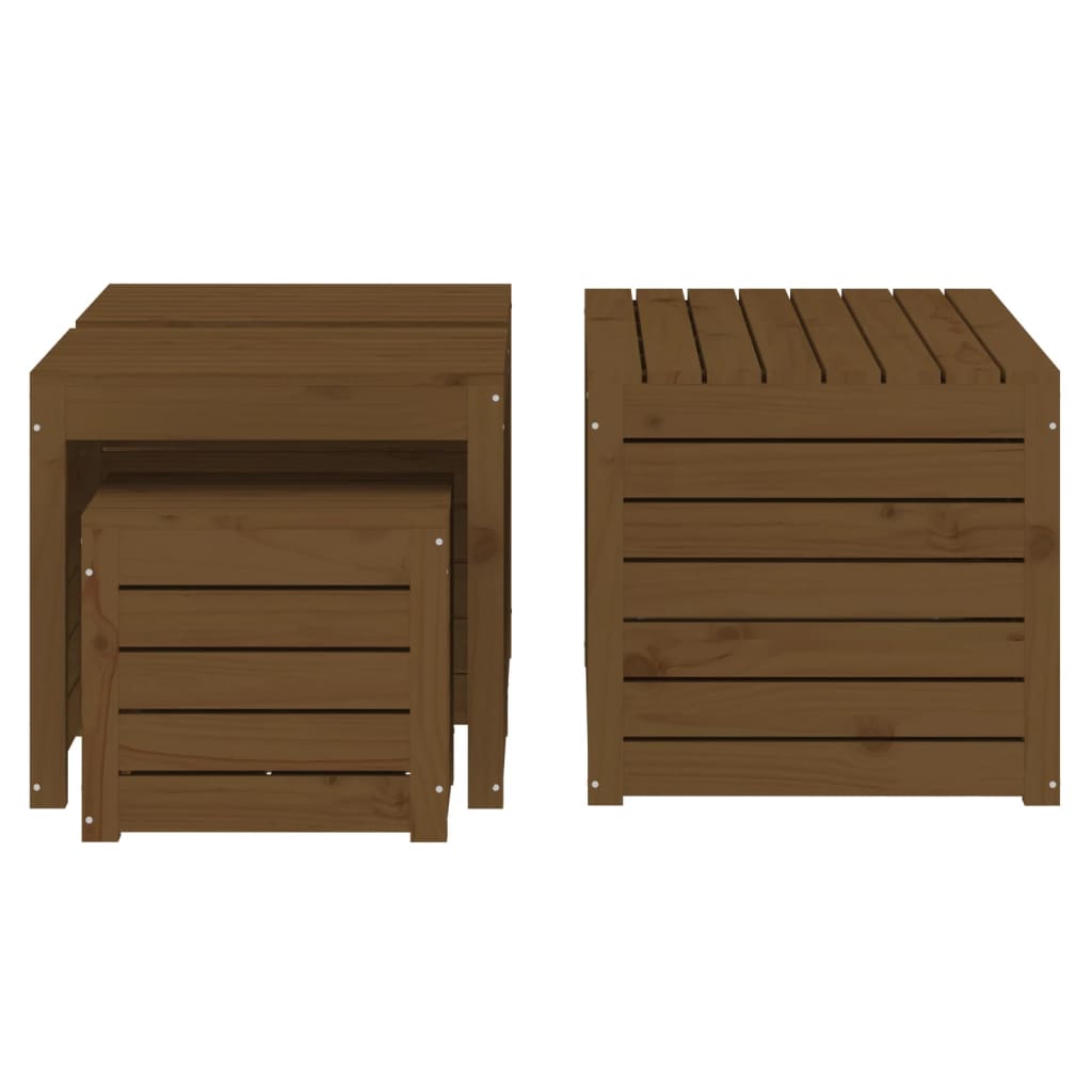 Set Cassette da Giardino 4 pz ambra in Legno Massello di Pino
