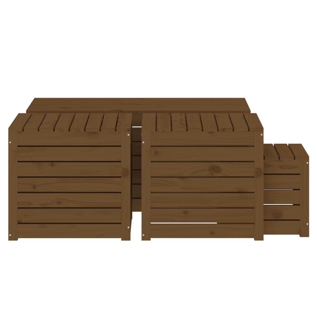 Set Cassette da Giardino 4 pz ambra in Legno Massello di Pino