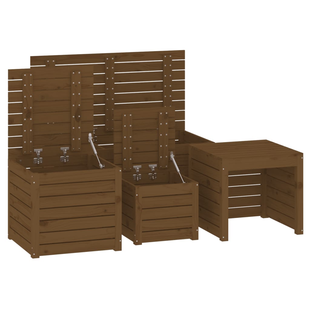 Set Cassette da Giardino 4 pz ambra in Legno Massello di Pino