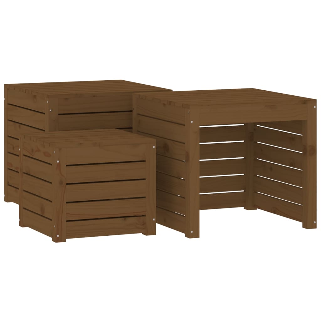 Set Cassette da Giardino 4 pz ambra in Legno Massello di Pino
