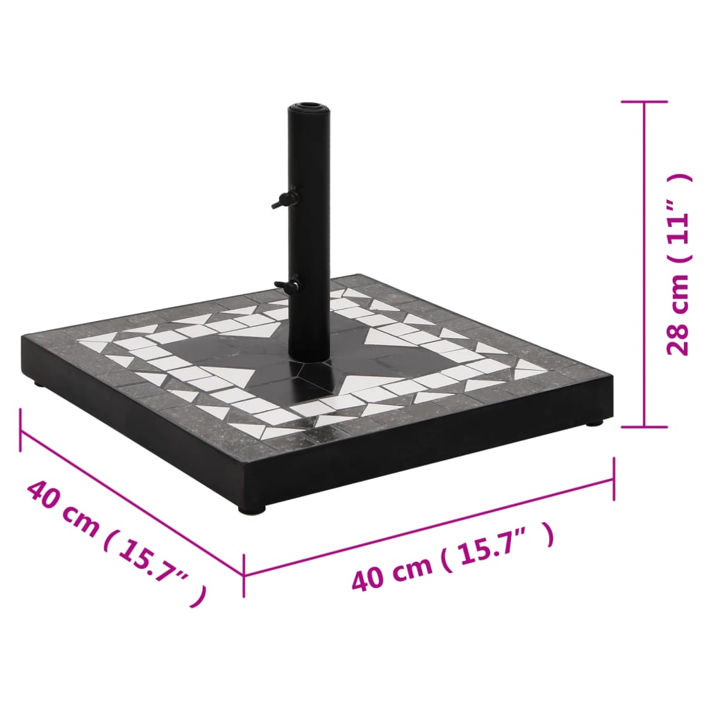 Base per Ombrellone Nero e Bianco Quadrata 12 kg