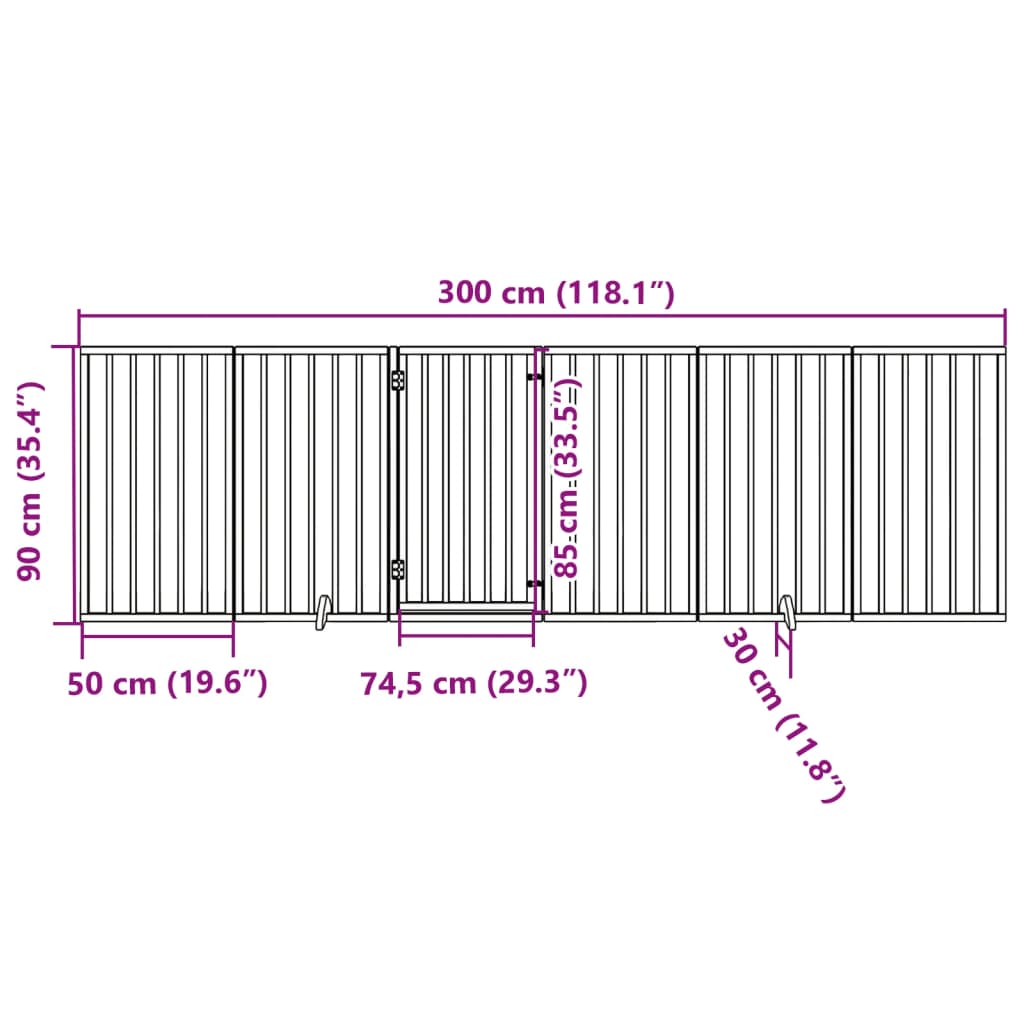 Cancello Cani Porta Pieghevole Bianco 6 Pannelli 300 cm Pioppo