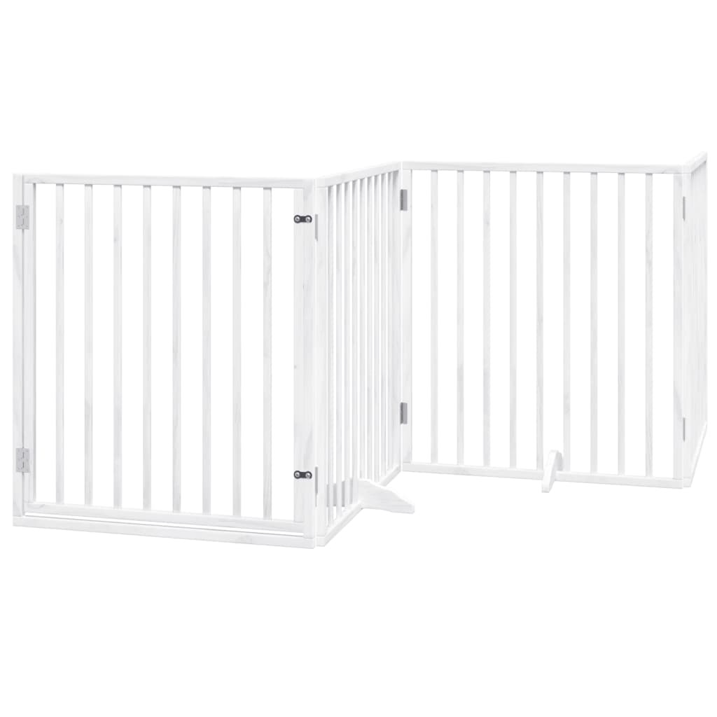 Cancello Cani Porta Pieghevole Bianco 4 Pannelli 320 cm Pioppo