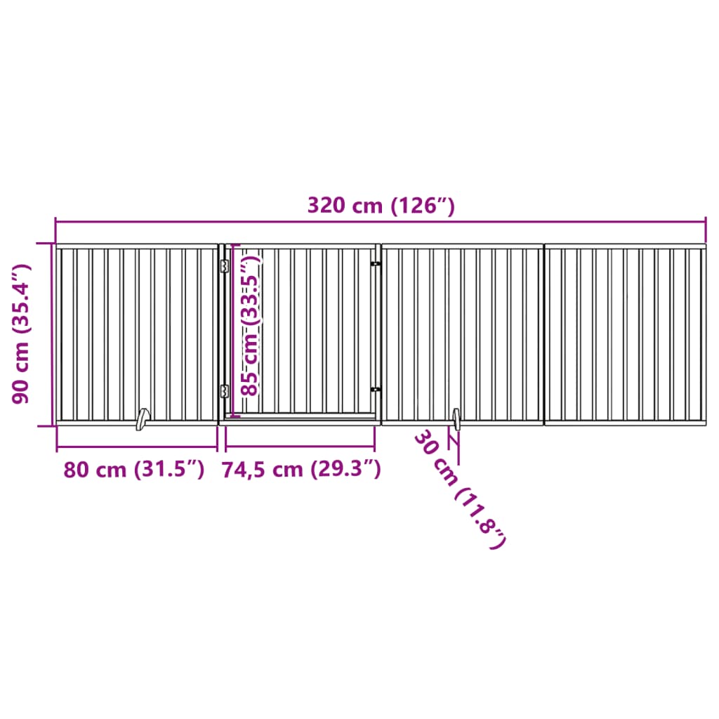 Cancello Cani Porta Pieghevole Bianco 4 Pannelli 320 cm Pioppo