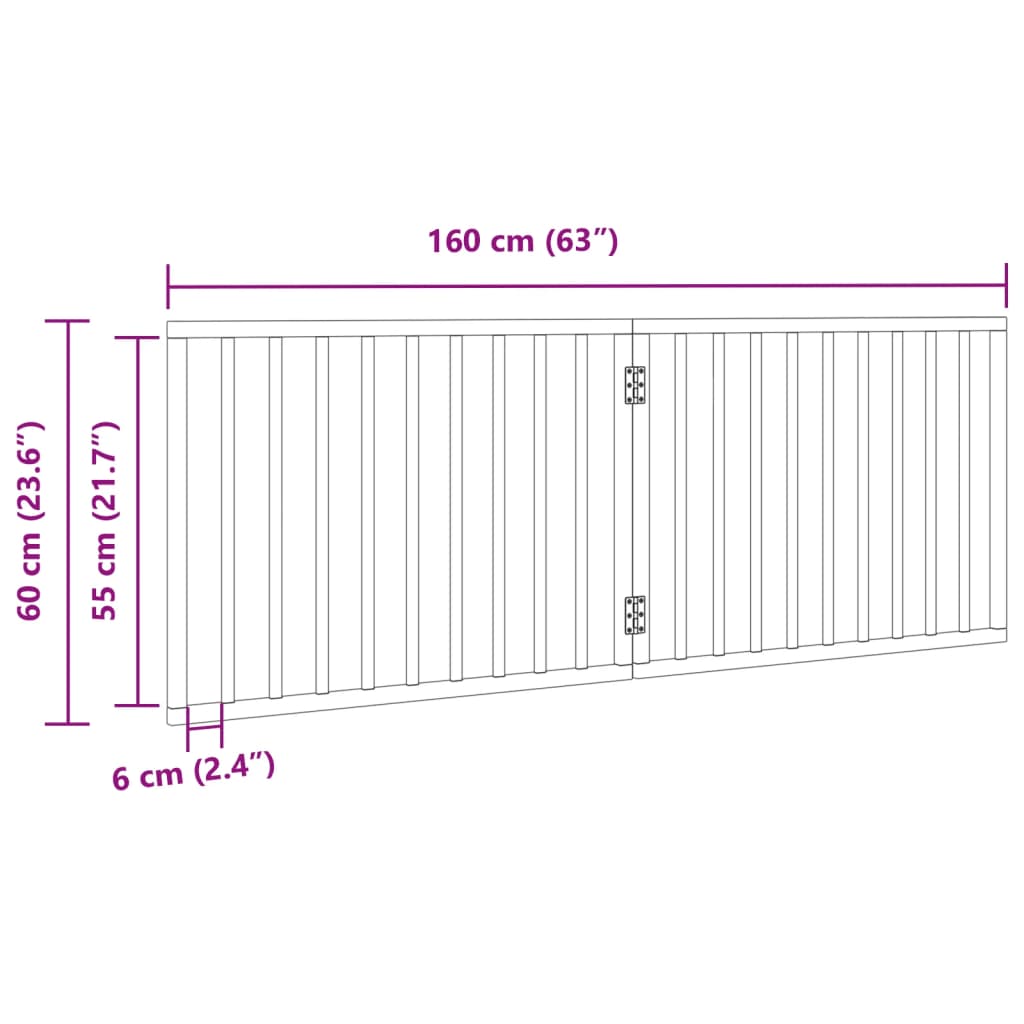 Cancello per Cani Pieghevole 2 Pannelli Nero 160cm Legno Pioppo