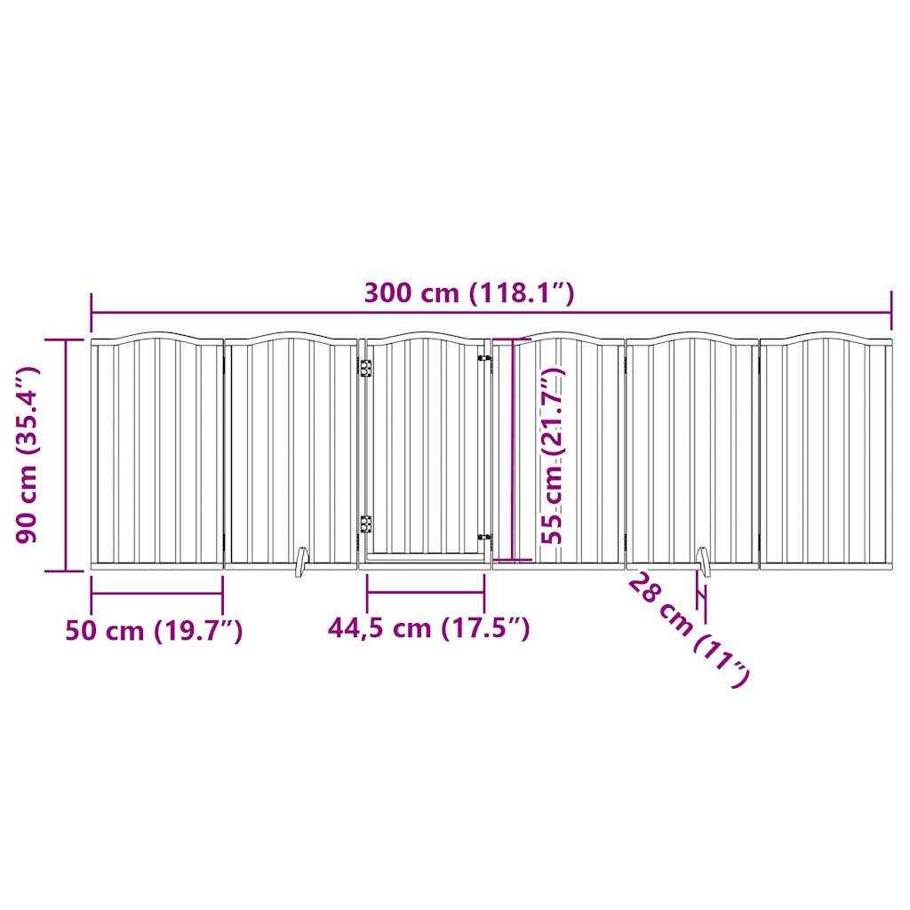 Cancello Cani Porta Pieghevole Bianco 6 Pannelli 300 cm Pioppo