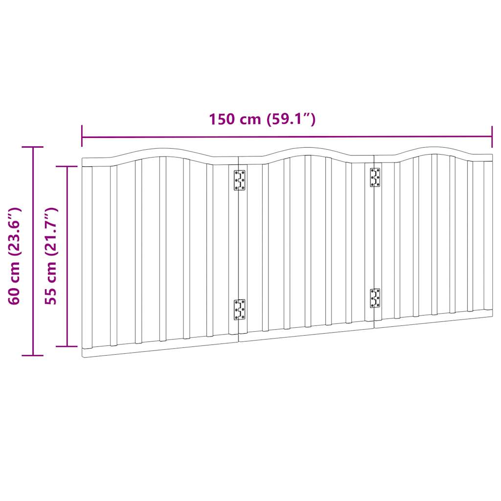 Cancello per Cani Pieghevole 3 Pannelli Nero 150cm Legno Pioppo