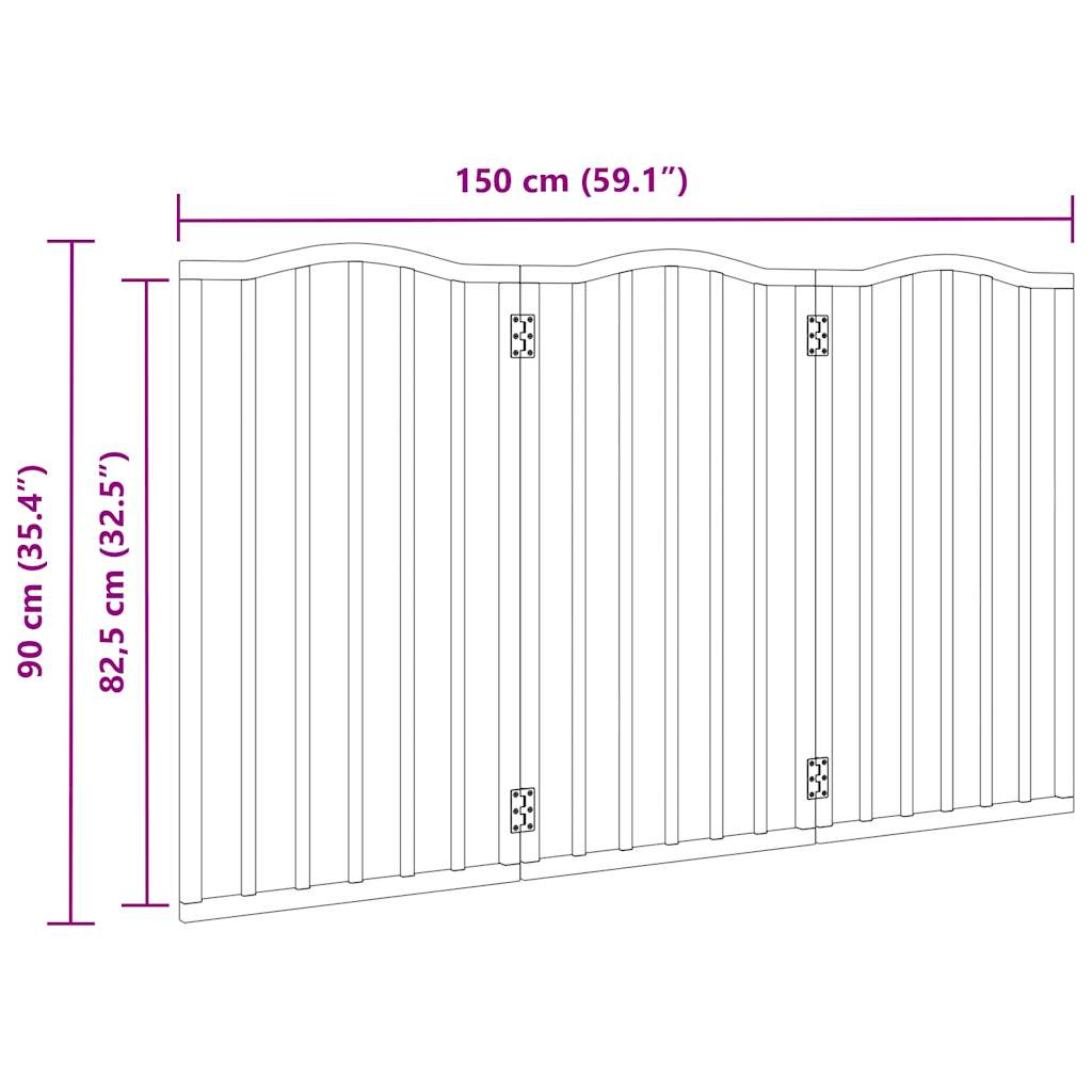 Cancello per Cani Pieghevole 3 Pannelli Nero 150cm Legno Pioppo