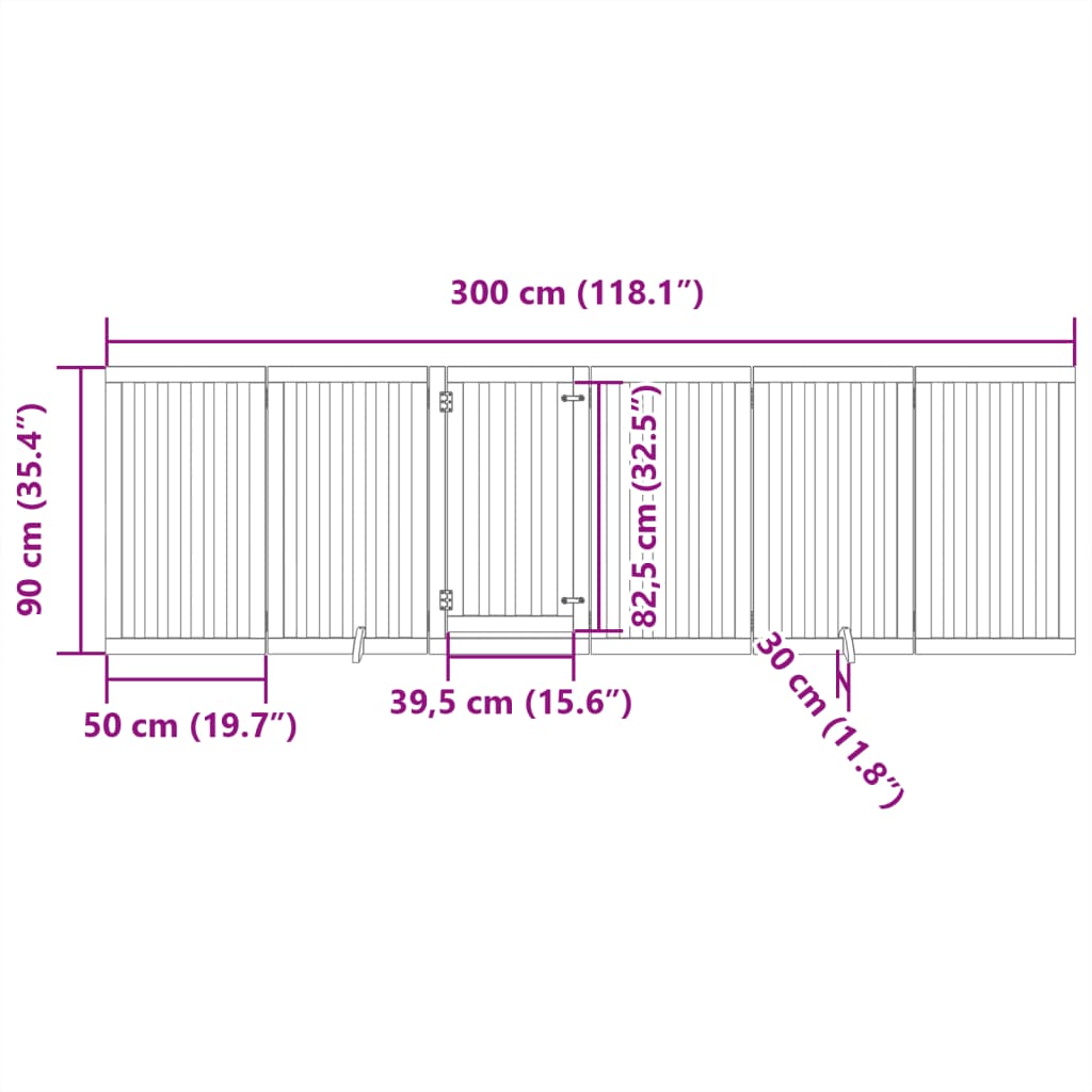 Cancello per Cani con Porta Pieghevole 6 Pannelli 300 cm Pioppo