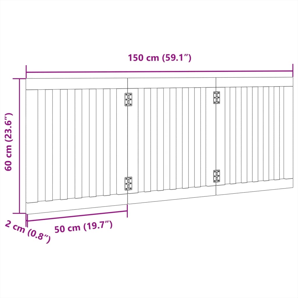 Cancello per Cani Pieghevole 3 Pannelli Bianco 150 cm Pioppo