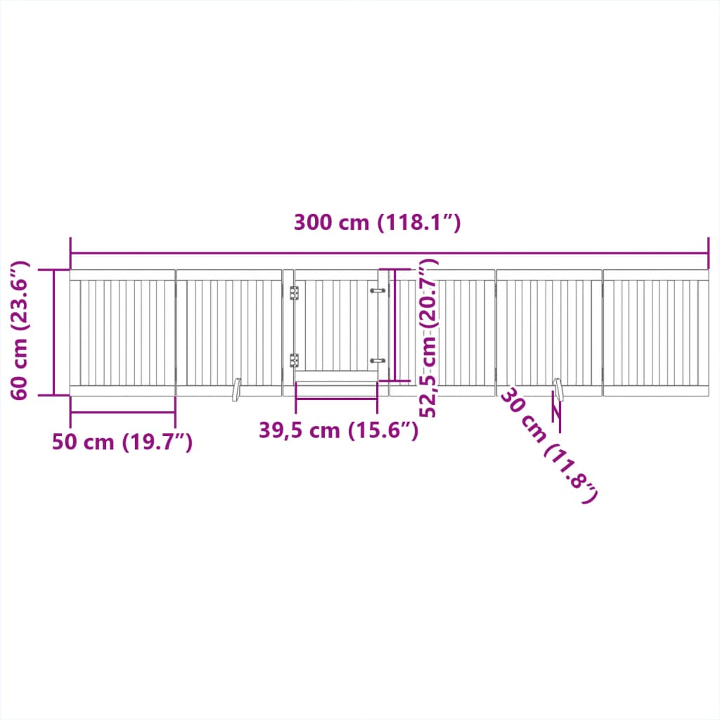 Cancello Cani Porta Pieghevole Bianco 6 Pannelli 300 cm Pioppo