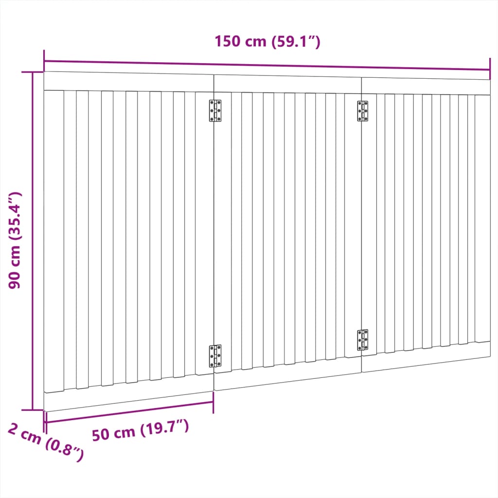 Cancello per Cani Pieghevole 3 Pannelli Bianco 150 cm Pioppo