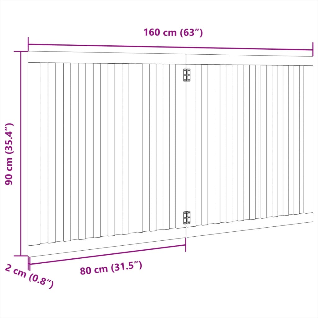 Cancello per Cani Pieghevole 2 Pannelli Nero 160cm Legno Pioppo