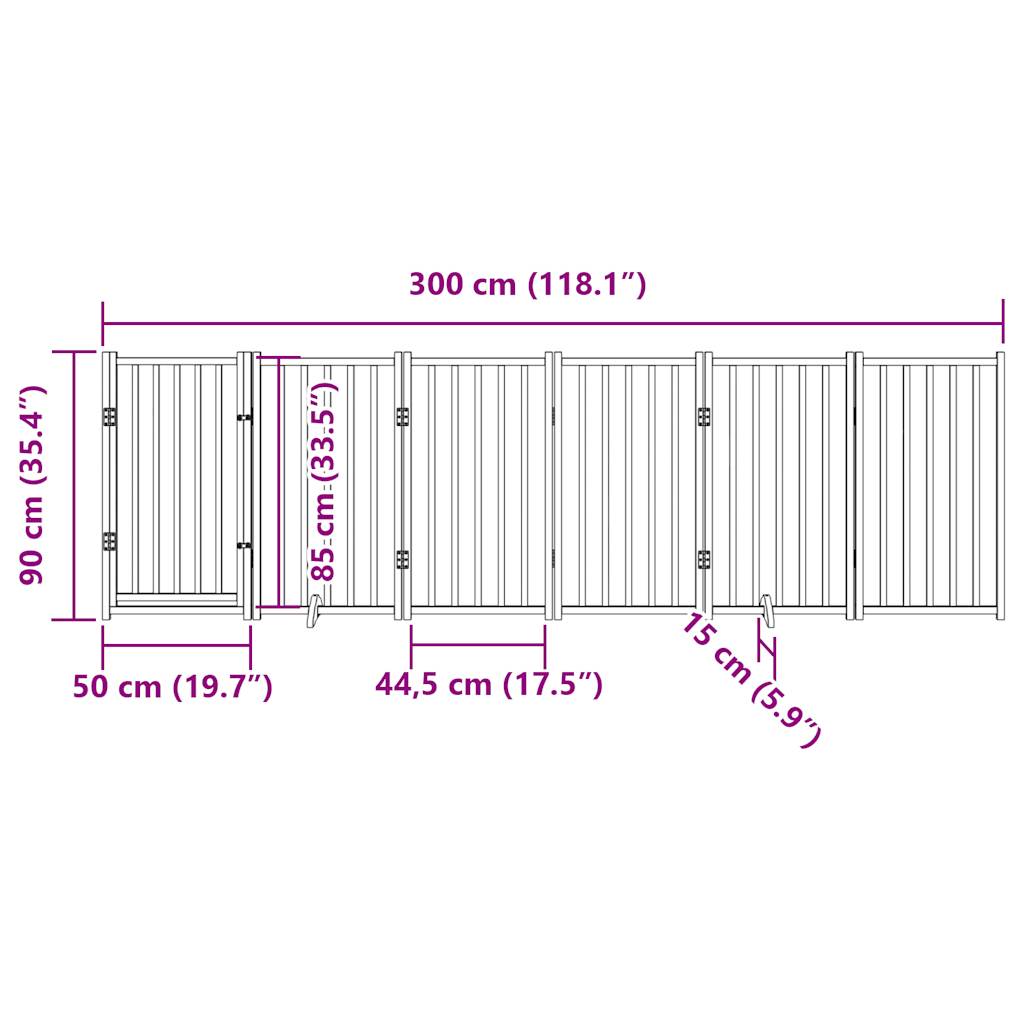 Cancello Cani Pieghevole Bianco 6 Pannelli 300cm Massello Abete