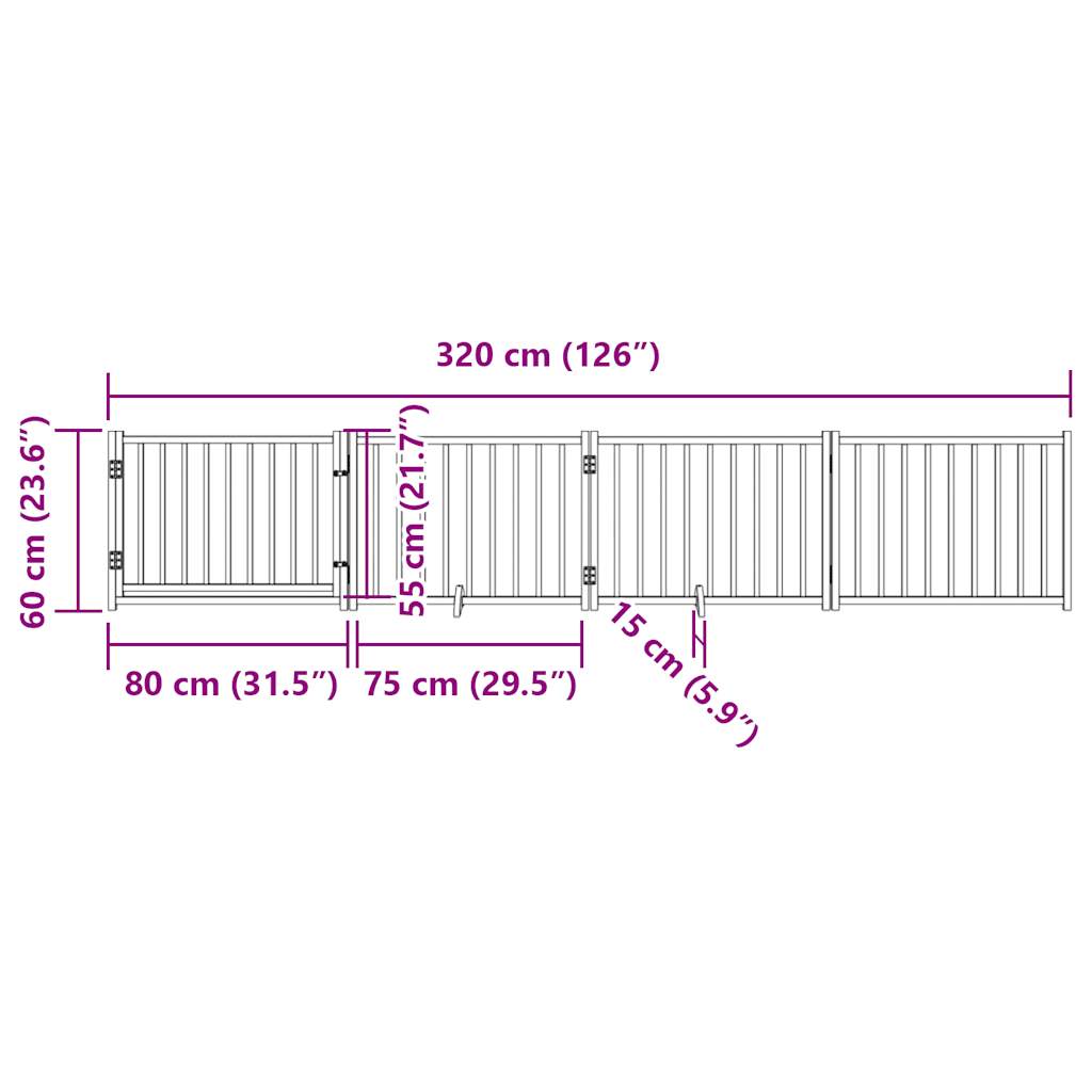 Cancello Cani Pieghevole Bianco 4 Pannelli 320cm Massello Abete