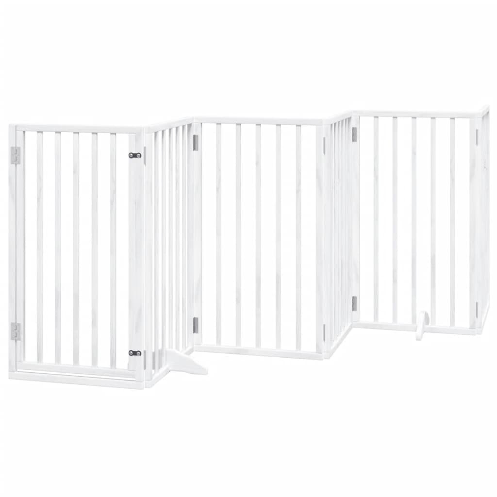 Cancello Cani Porta Pieghevole Bianco 15 Pannelli 750 cm Pioppo