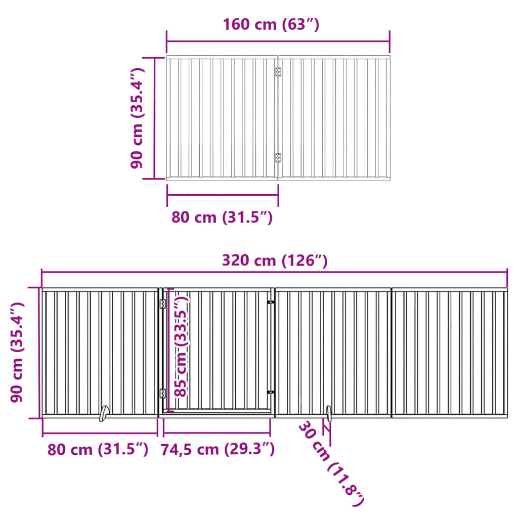 Cancello Cani Porta Pieghevole Bianco 6 Pannelli 480 cm Pioppo