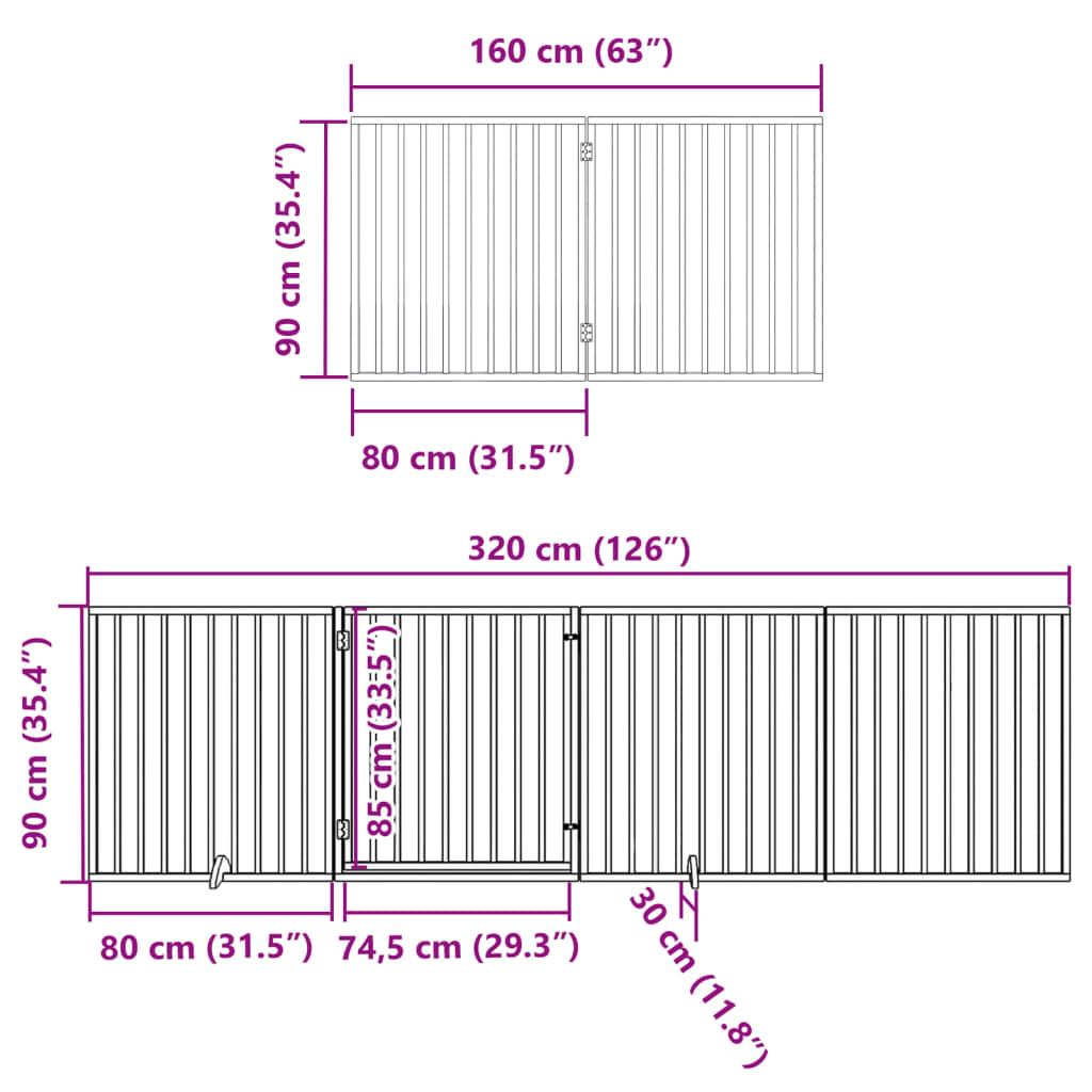 Cancello Cani Porta Pieghevole Marrone 8 Pannelli 640cm Pioppo