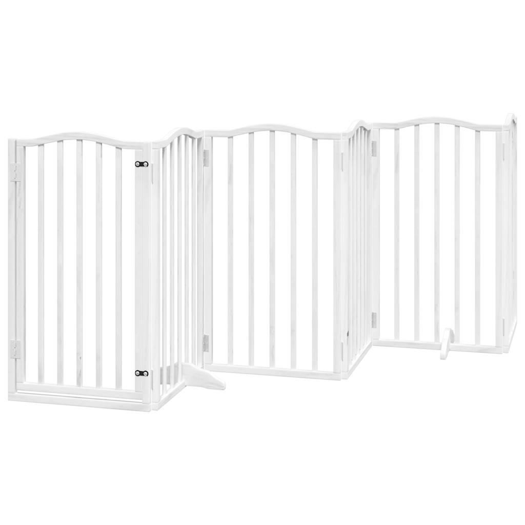 Cancello Cani Porta Pieghevole Bianco 9 Pannelli 450 cm Pioppo