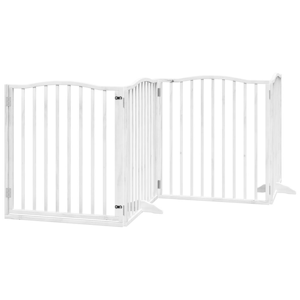 Cancello Cani Porta Pieghevole Bianco 6 Pannelli 480 cm Pioppo