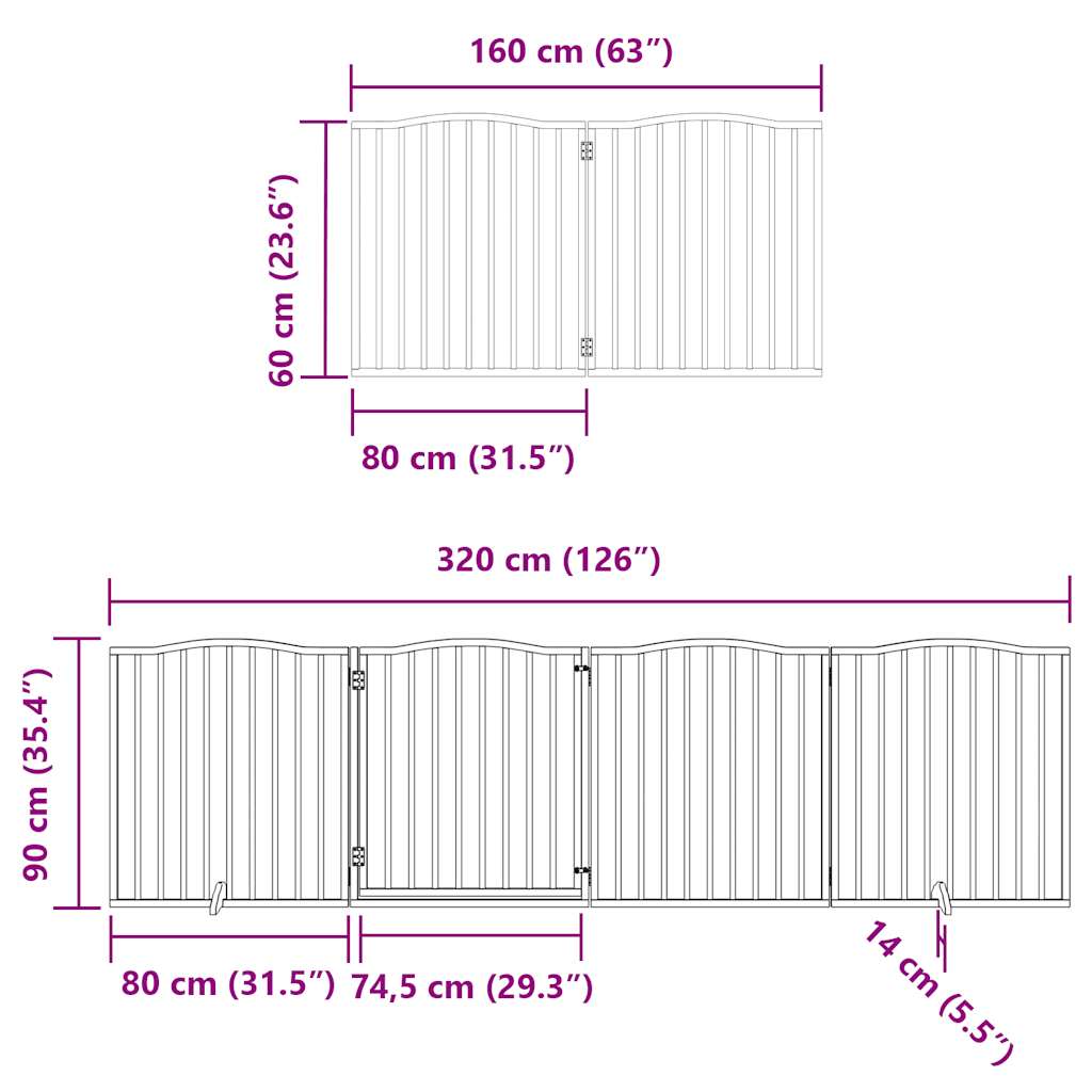 Cancello Cani Porta Pieghevole Bianco 6 Pannelli 480 cm Pioppo