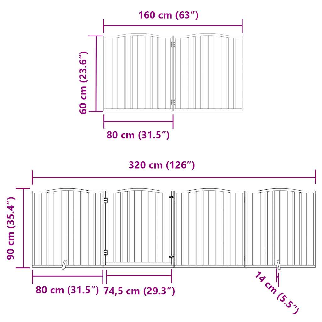 Cancello Cani Porta Pieghevole Marrone 6 Pannelli 480cm Pioppo