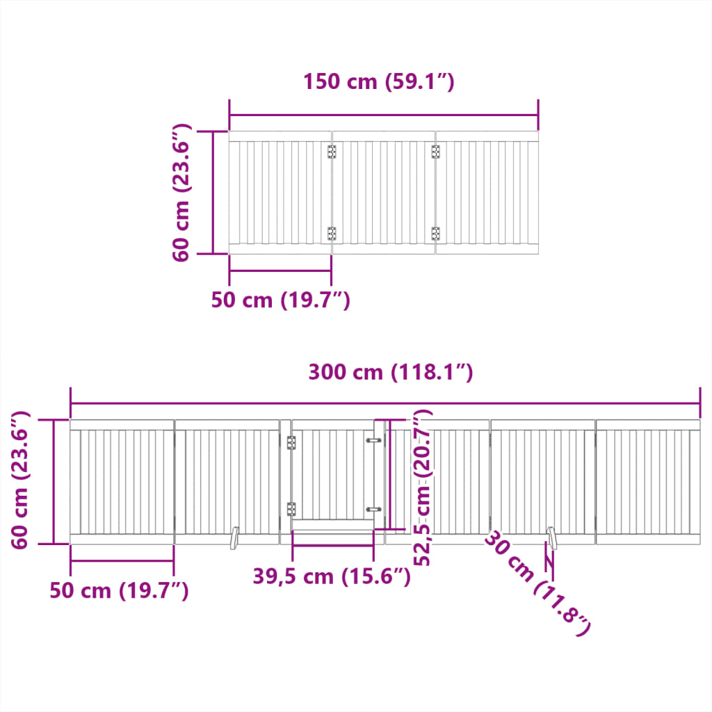 Cancello Cani Porta Pieghevole Bianco 9 Pannelli 450 cm Pioppo