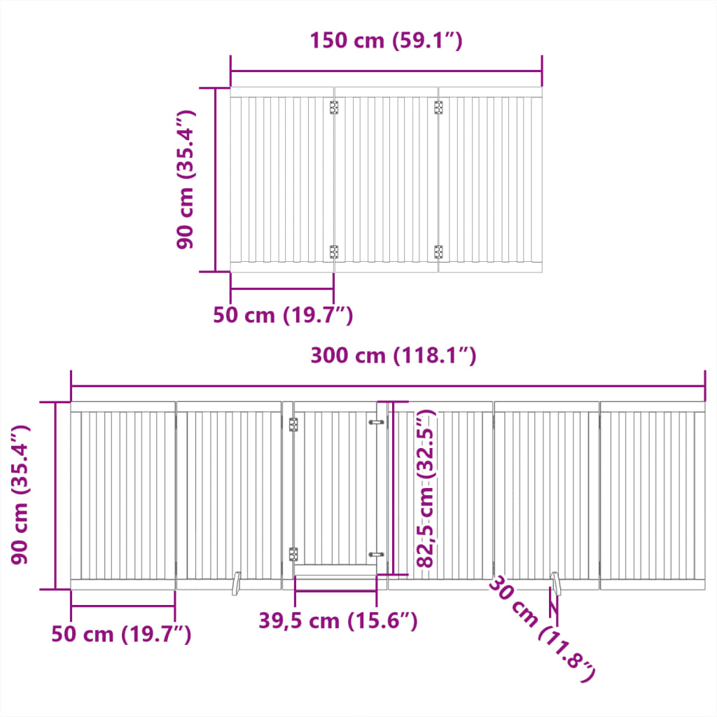 Cancello Cani Porta Pieghevole Bianco 9 Pannelli 450 cm Pioppo