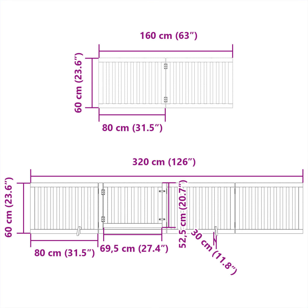 Cancello Cani Porta Pieghevole Bianco 6 Pannelli 480 cm Pioppo