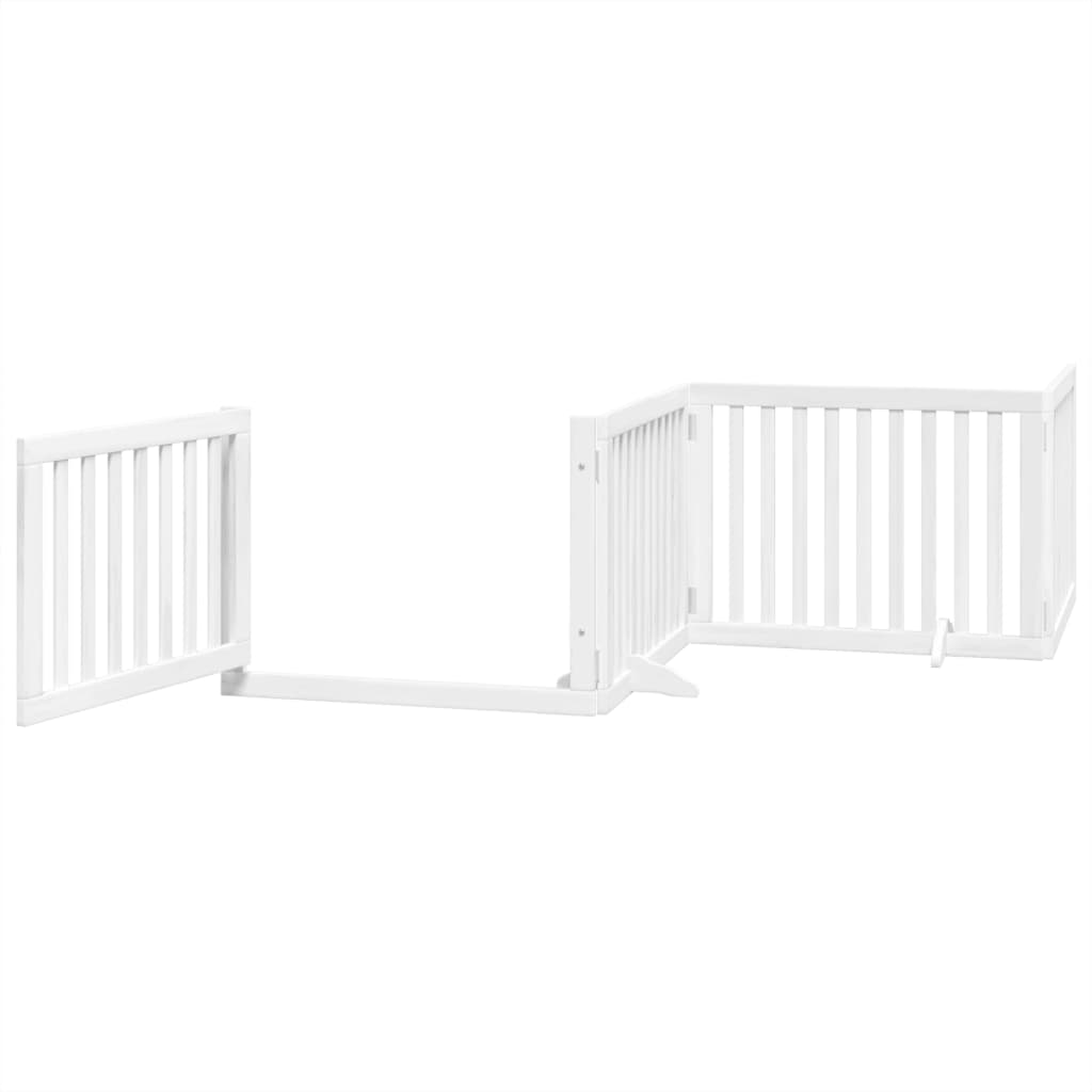 Cancello Cani Porta Pieghevole Bianco 8 Pannelli 640 cm Pioppo