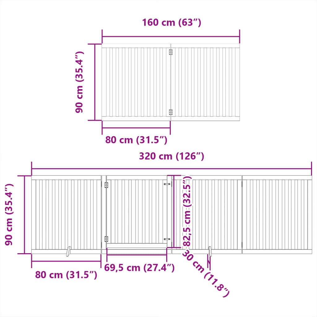 Cancello Cani Porta Pieghevole Bianco 6 Pannelli 480 cm Pioppo