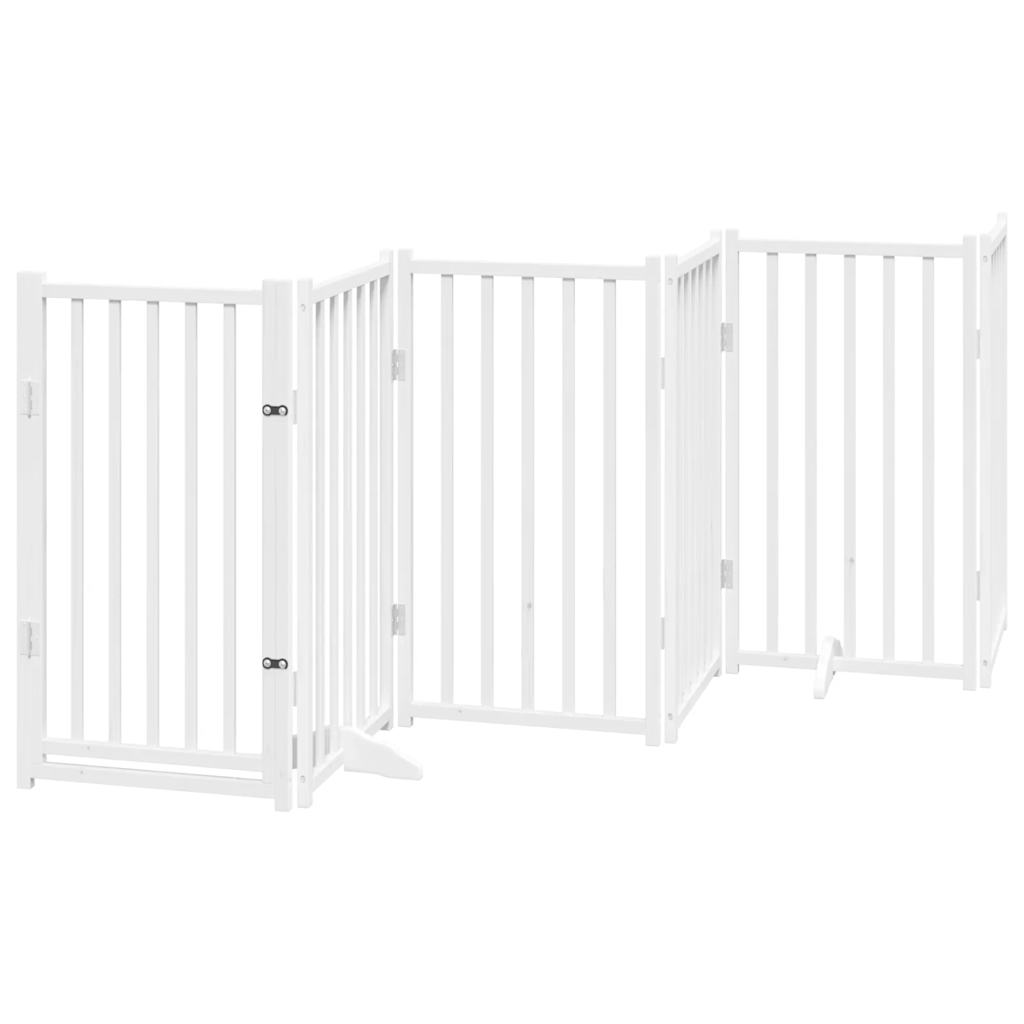 Cancello Cani Porta Pieghevole Bianco 9 Pannelli 450 cm Pioppo