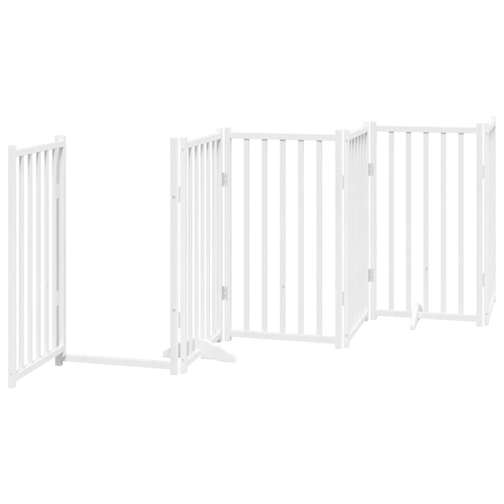 Cancello Cani Porta Pieghevole Bianco 9 Pannelli 450 cm Pioppo