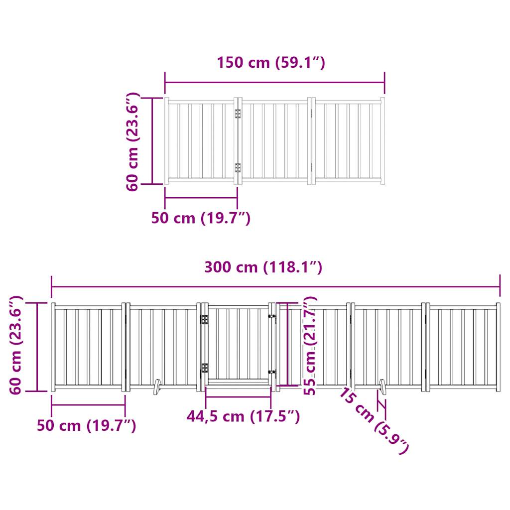 Cancello Cani Porta Pieghevole Marrone 9 Pannelli 450cm Pioppo