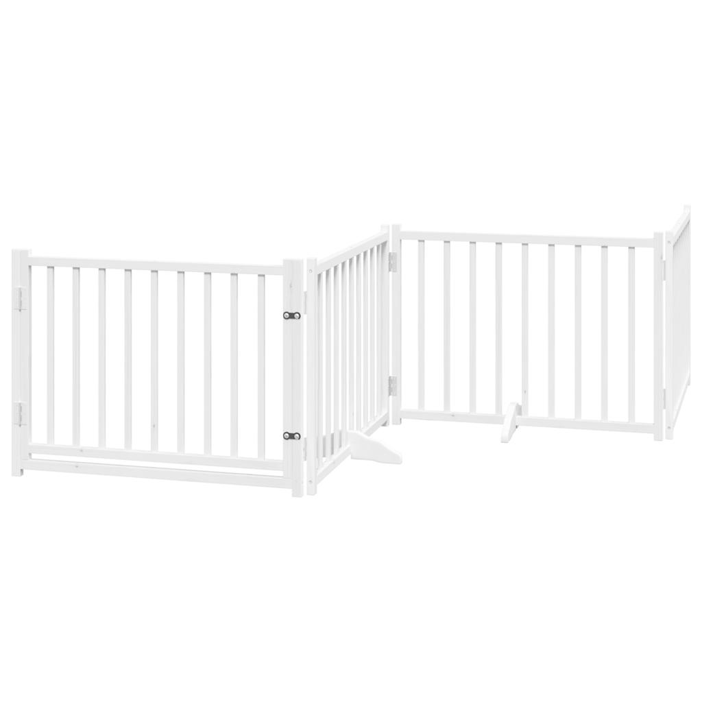 Cancello Cani Porta Pieghevole Bianco 12 Pannelli 640 cm Pioppo