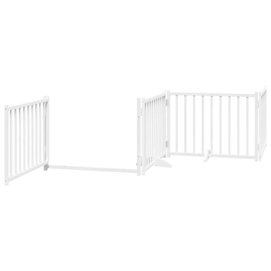 Cancello Cani Porta Pieghevole Bianco 12 Pannelli 640 cm Pioppo