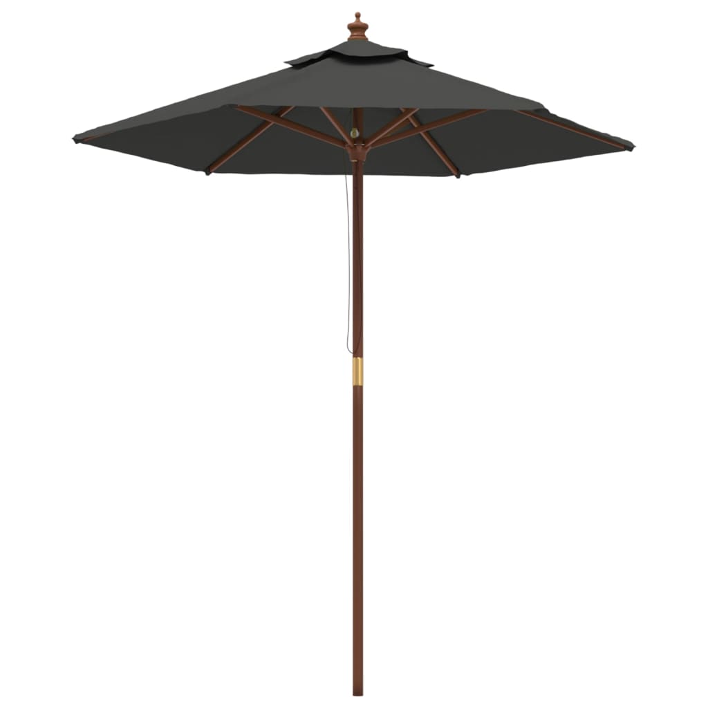 Ombrellone da Giardino con Palo in Legno Antracite 196x231 cm