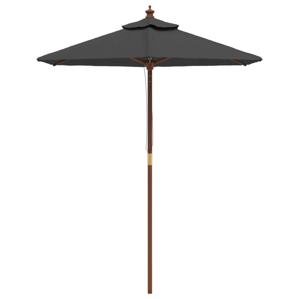 Ombrellone da Giardino con Palo in Legno Antracite 196x231 cm